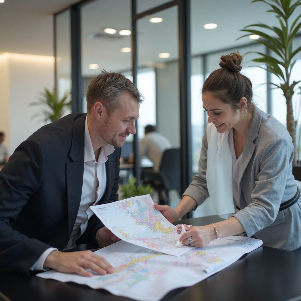 Travel consultants planning a personalized itinerary